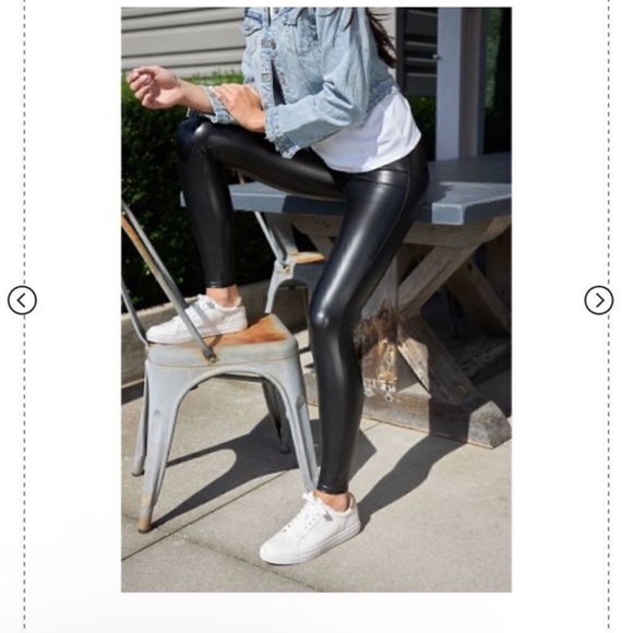 Like New Assets By Spanx Faux Leather Leggings Black Size S - Picture 8 of 13